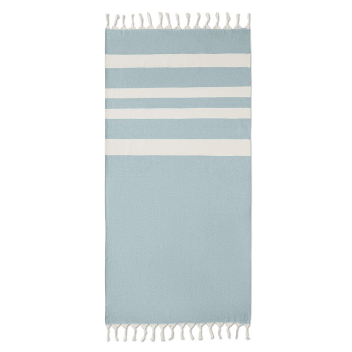 Agoura · Fouta en coton et polyester recyclés coloris Bleu