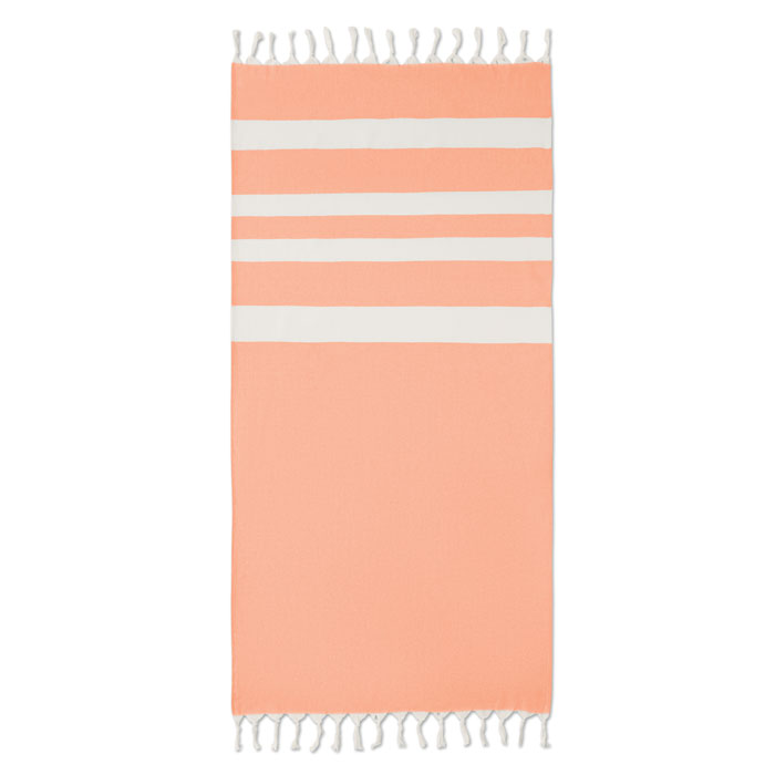 Agoura · Fouta en coton et polyester recyclés coloris Orange