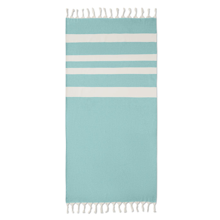 Agoura · Fouta en coton et polyester recyclés coloris Turquoise